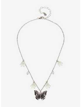 Thorn & Fable Butterfly Flowers Pendant Necklace, , hi-res