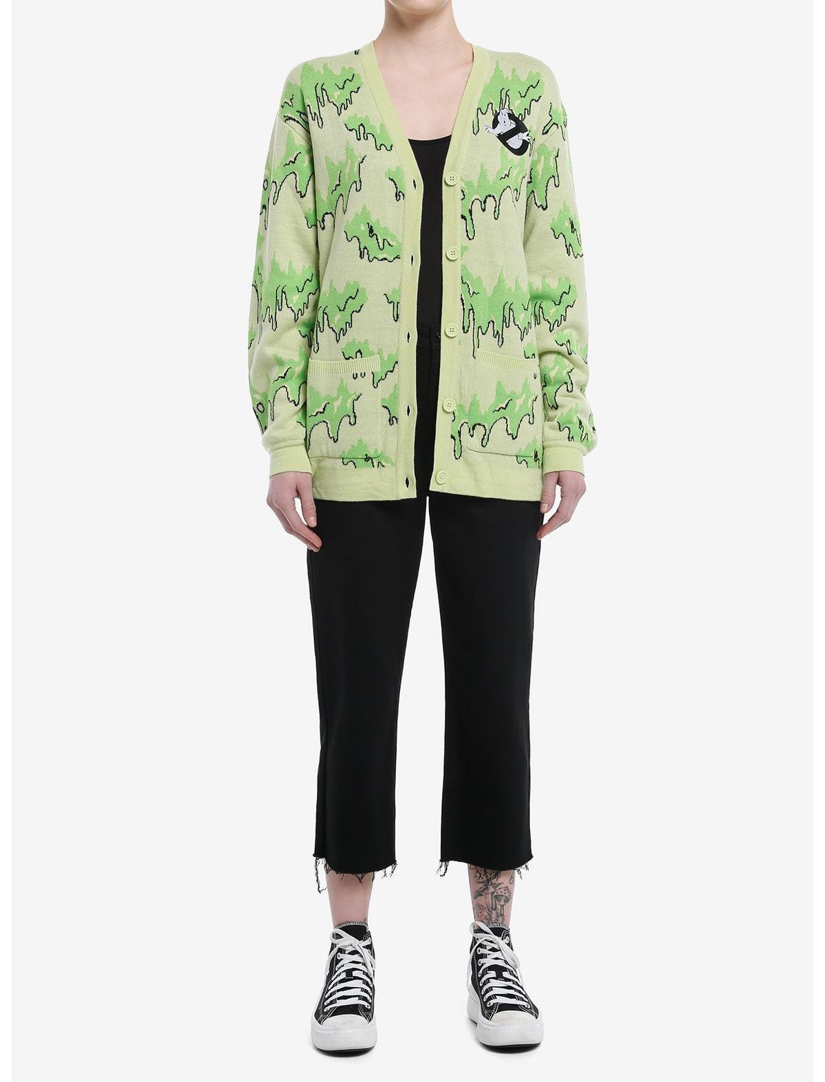 Her Universe Ghostbusters Slimer Glow-In-The-Dark Cardigan, NEON GREEN, alternate