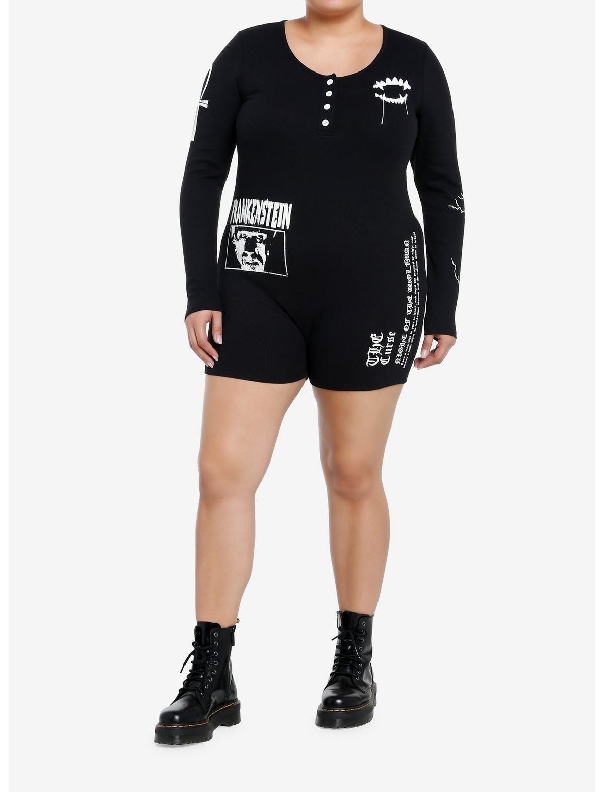 Universal Monsters Icons Long-Sleeve Romper Plus Size, MULTI, alternate