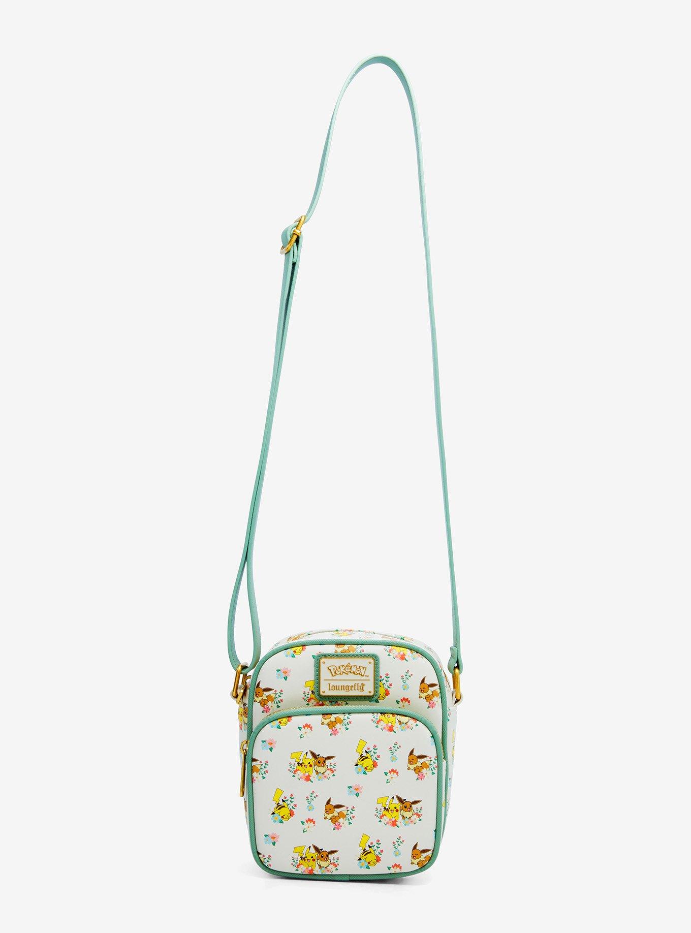 Loungefly Pokémon Pikachu and Eevee Floral Allover Print Crossbody Bag — BoxLunch Exclusive, , alternate