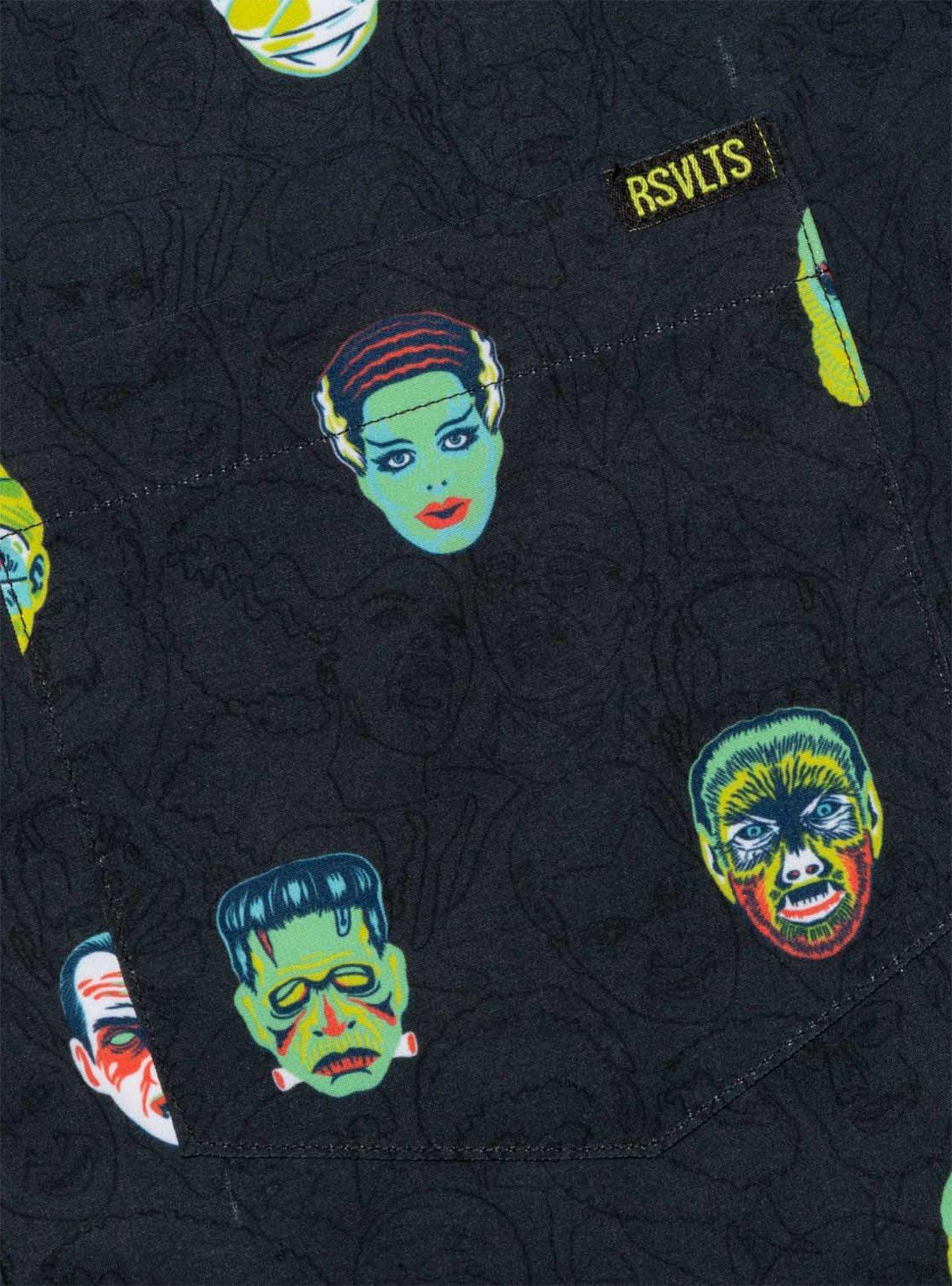 RSVLTS Universal Monsters "Fright Club" Button-Up Shirt, BLACK, alternate
