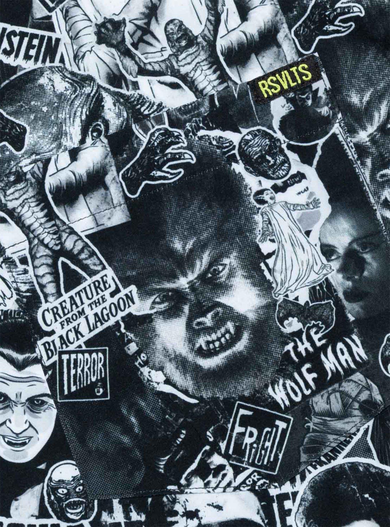 RSVLTS Universal Monsters "Monster Mashup" Button-Up Shirt, BLACK, alternate