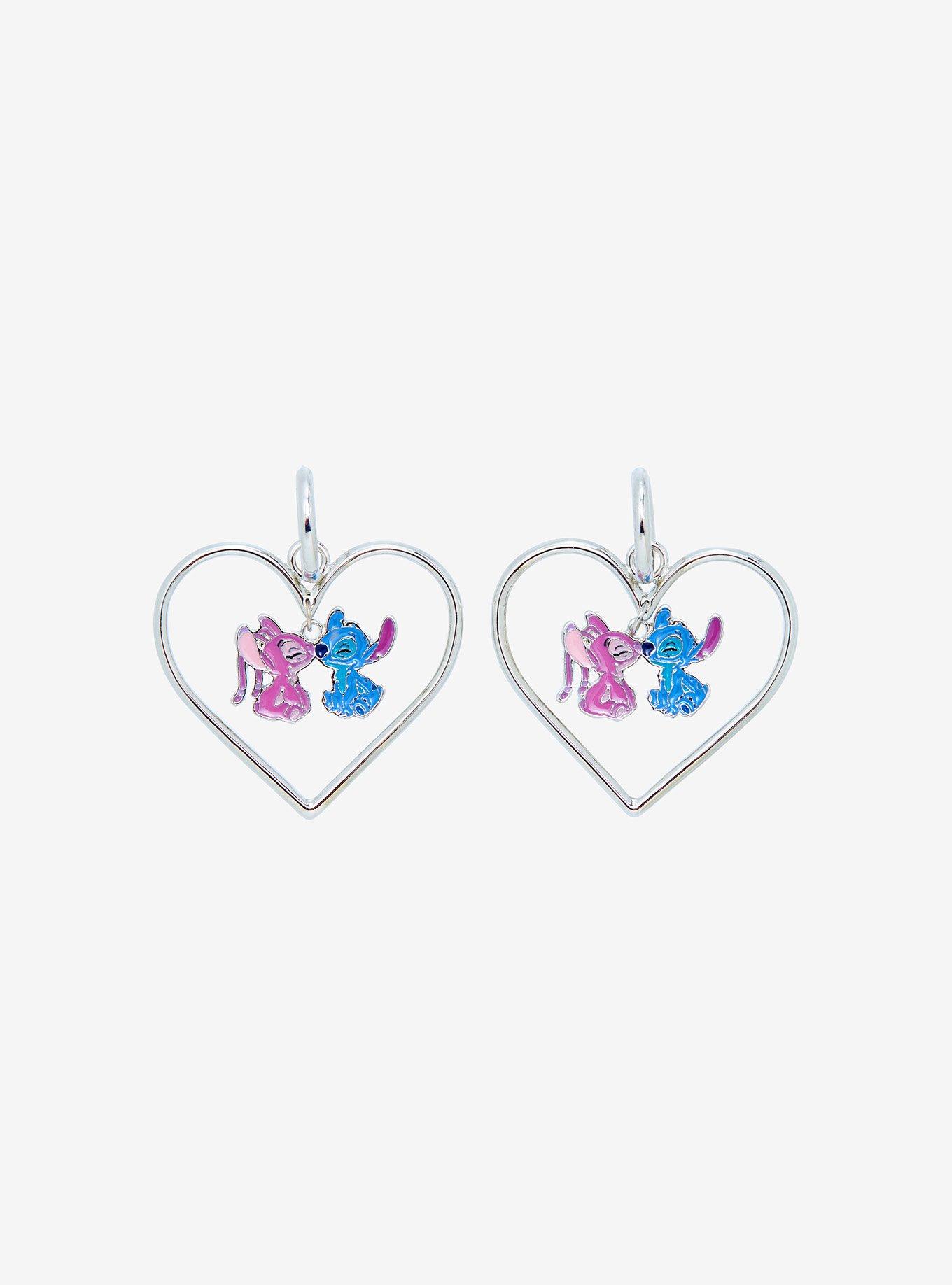 Disney Stitch & Angel Heart Hoop Earrings, , alternate