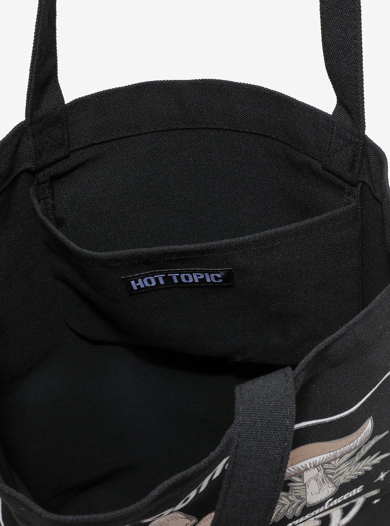 Mushrooms Black Canvas Tote Bag, , alternate