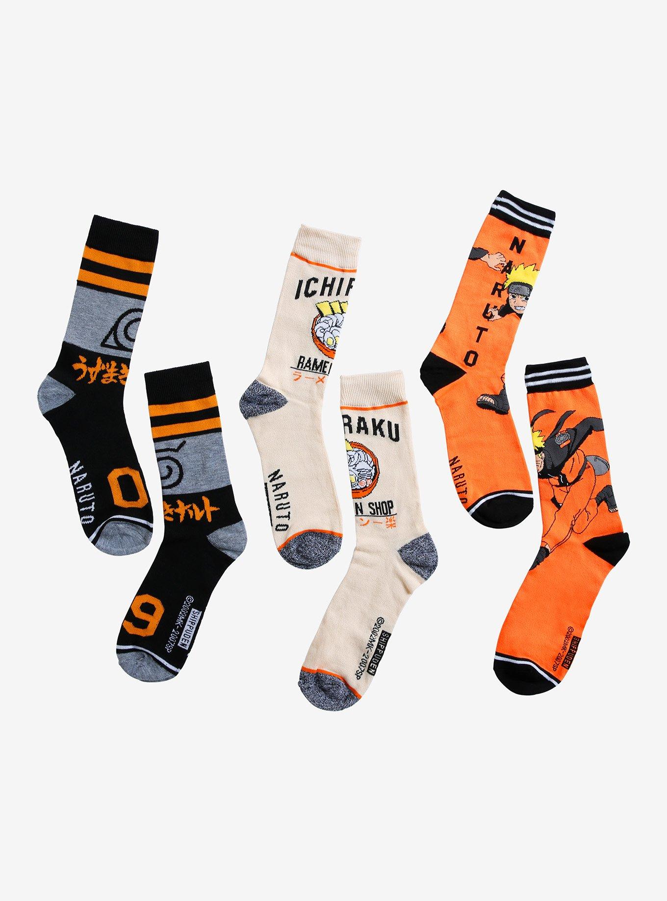 Naruto Shippuden Ramen Crew Socks 3 Pair, , hi-res