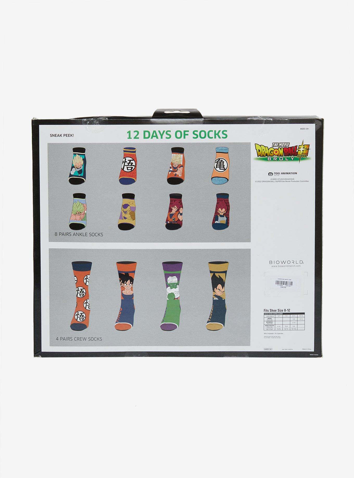 Dragon Ball Super: Broly Characters 12 Days Of Socks Gift Set, , alternate
