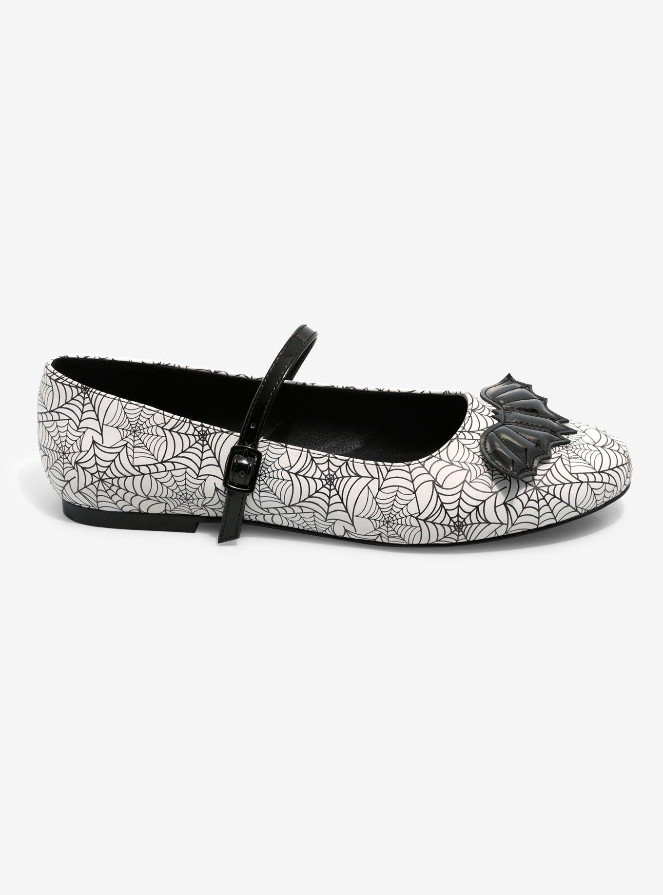 Strange Cvlt Black & White Spiderweb Mary Jane Flats, MULTI, alternate