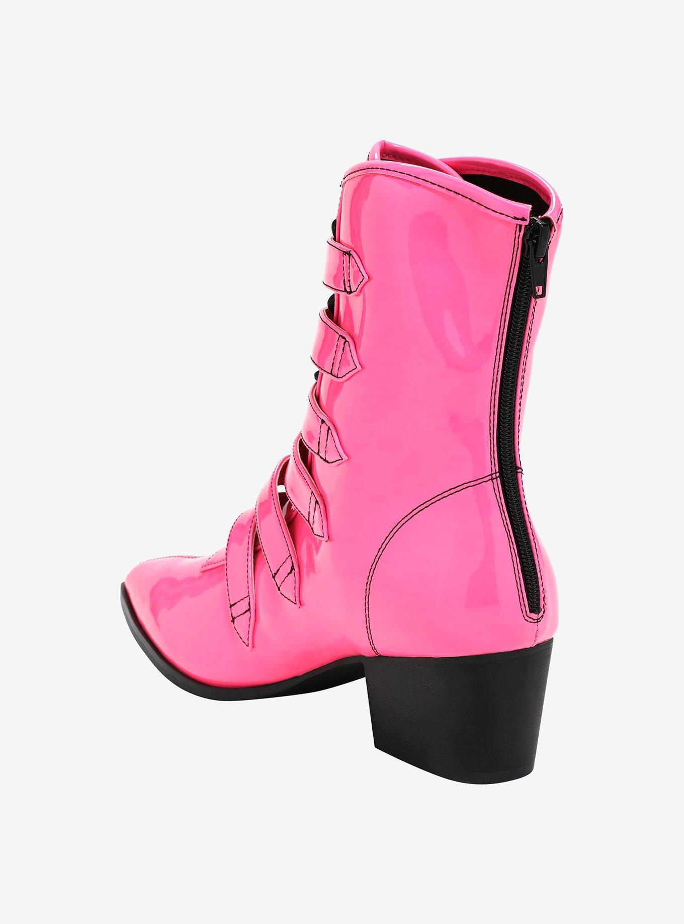 Strange Cvlt Hot Pink Patent Coven Boots, MULTI, alternate