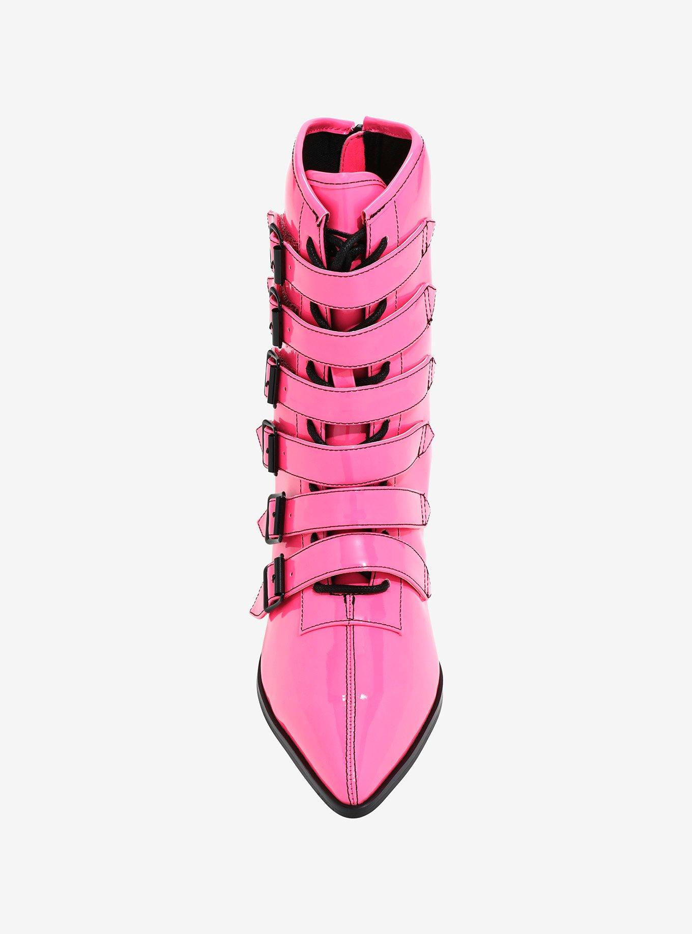 Strange Cvlt Hot Pink Patent Coven Boots, MULTI, alternate