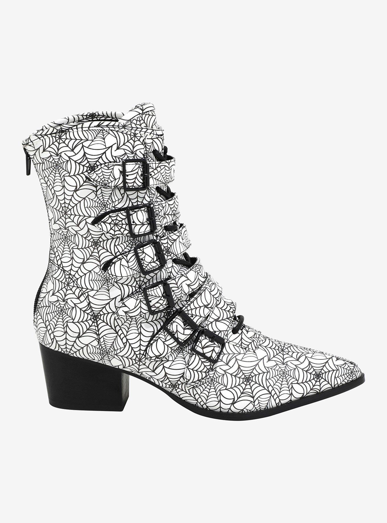 Strange Cvlt Spider Webs Coven Boots, , hi-res