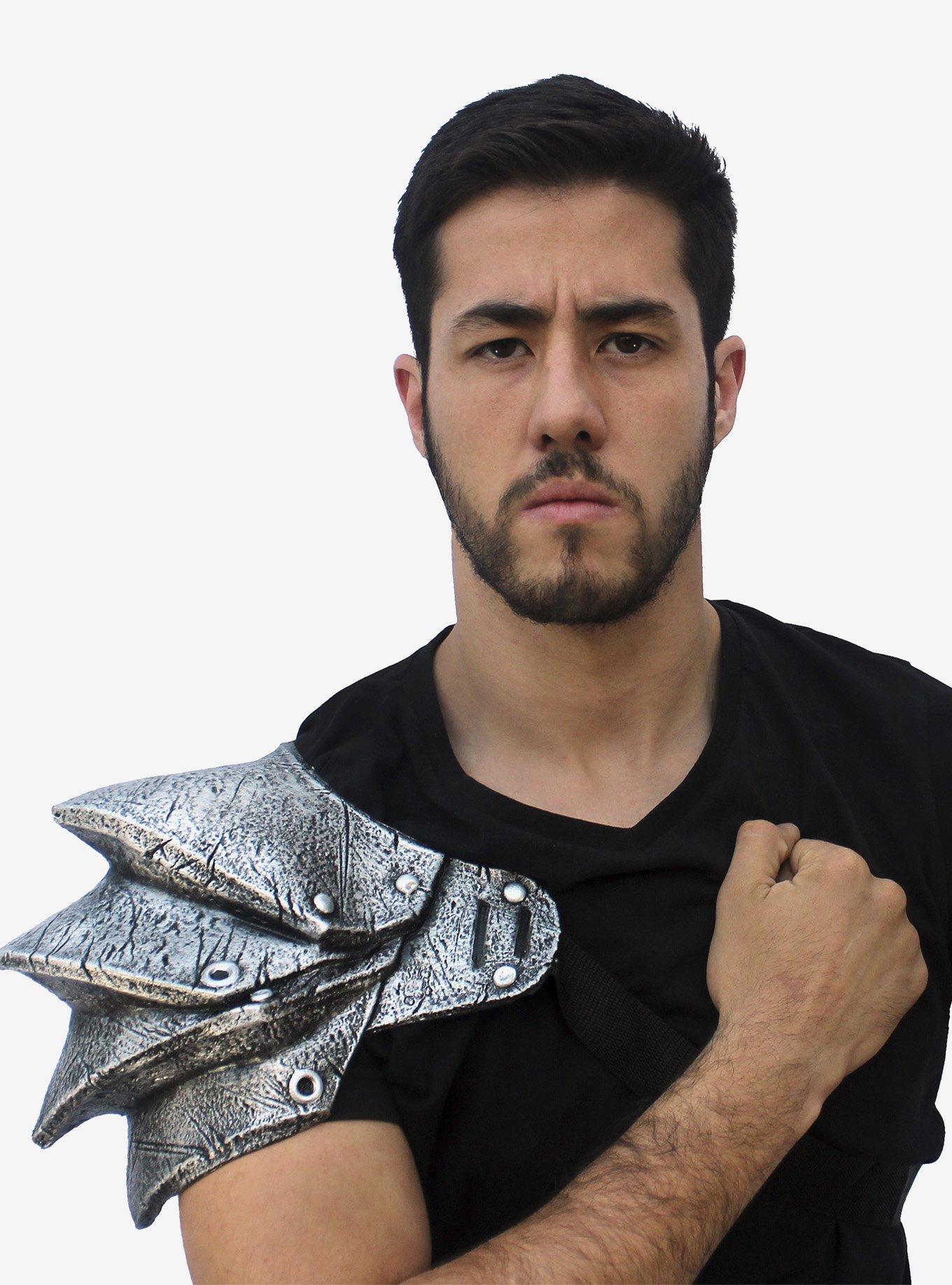 Pauldron Silver Costume Accessory, , hi-res