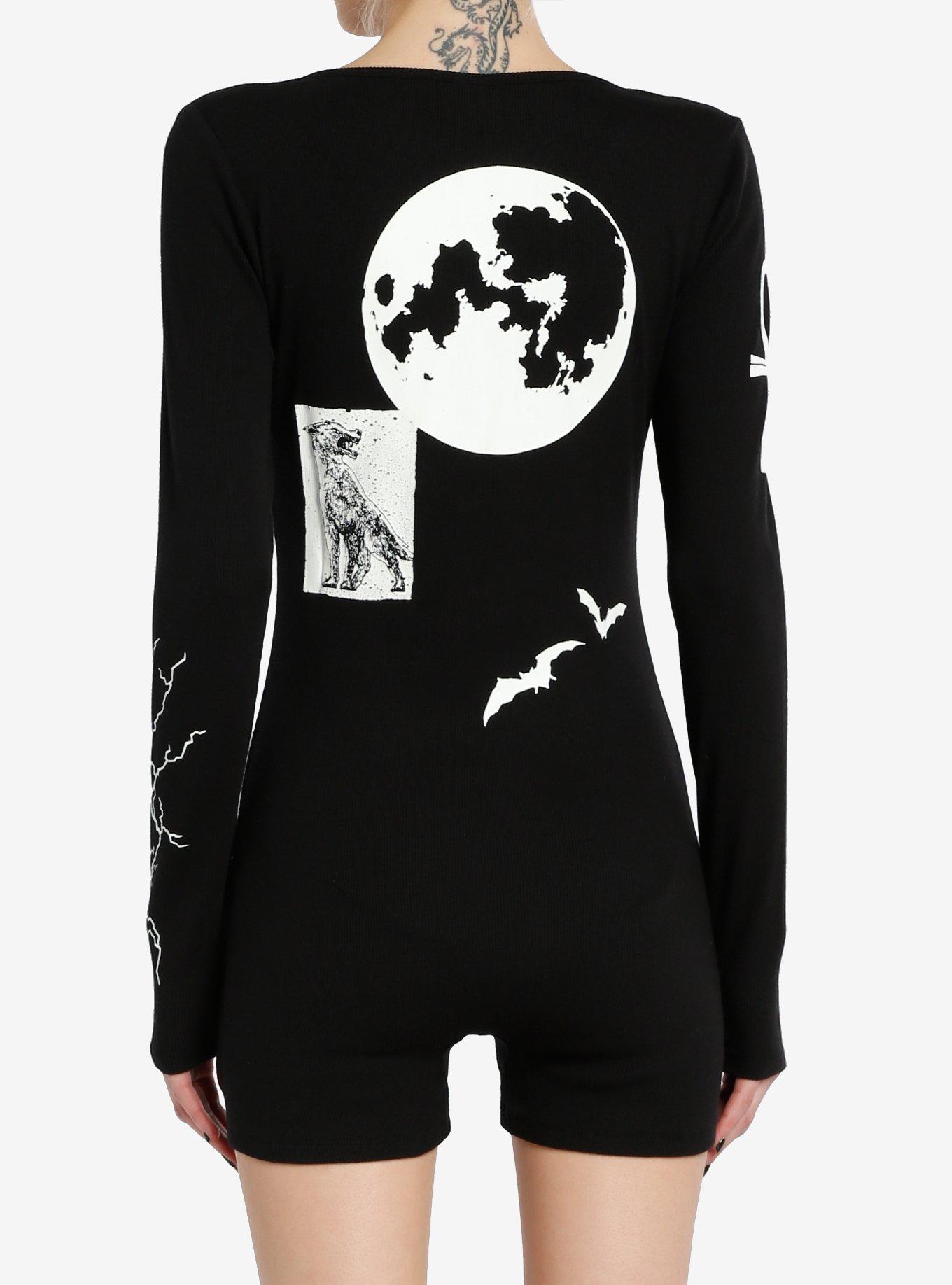 Universal Monsters Icons Long-Sleeve Romper, BLACK, alternate