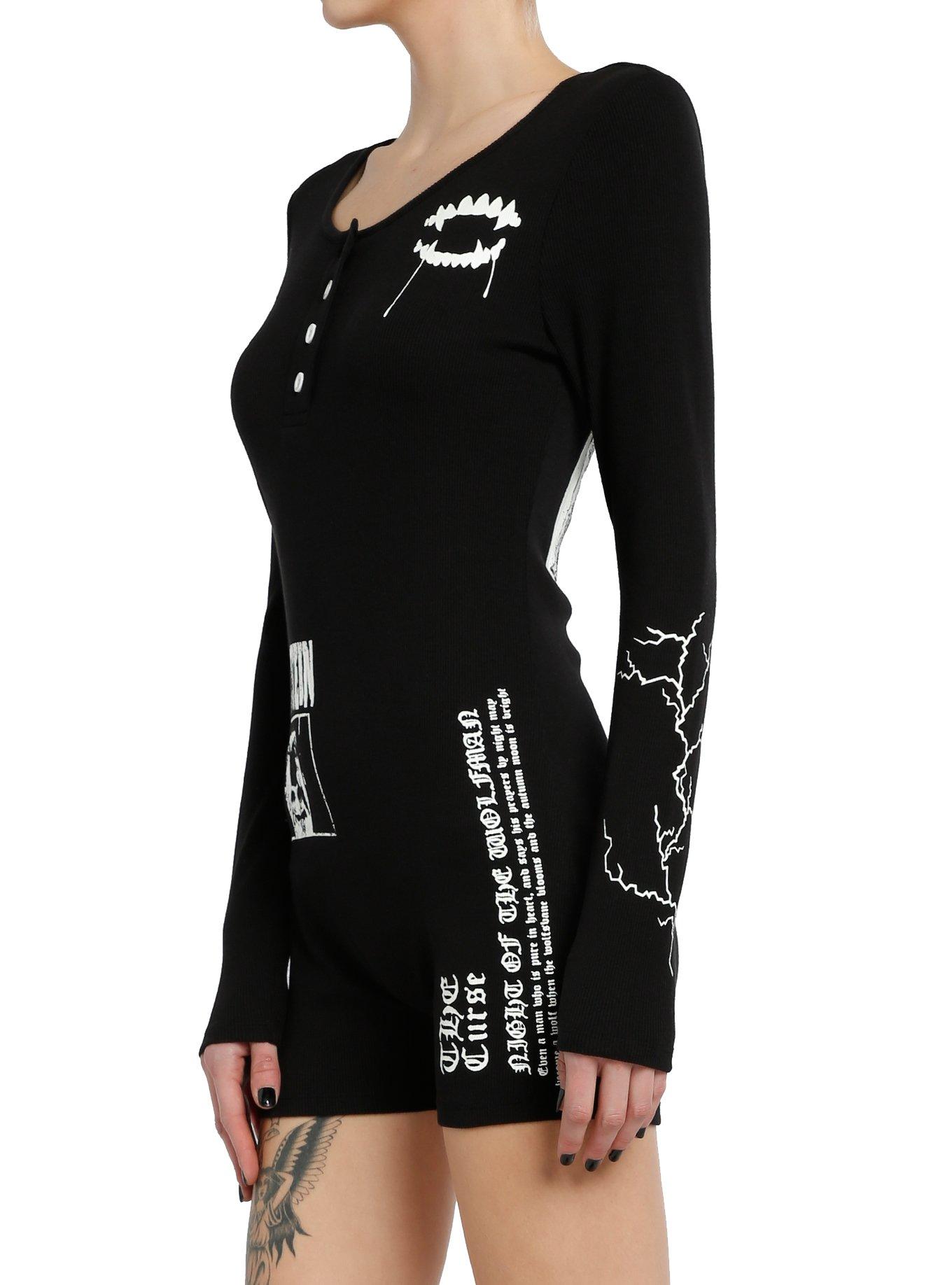 Universal Monsters Icons Long-Sleeve Romper, BLACK, alternate