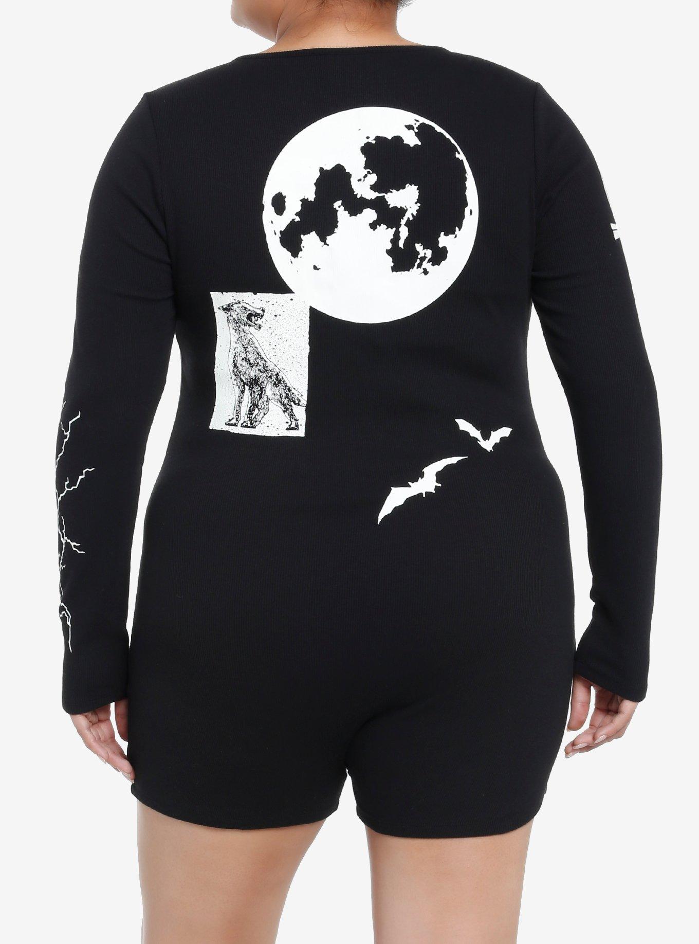 Universal Monsters Icons Long-Sleeve Romper Plus Size, BLACK, alternate