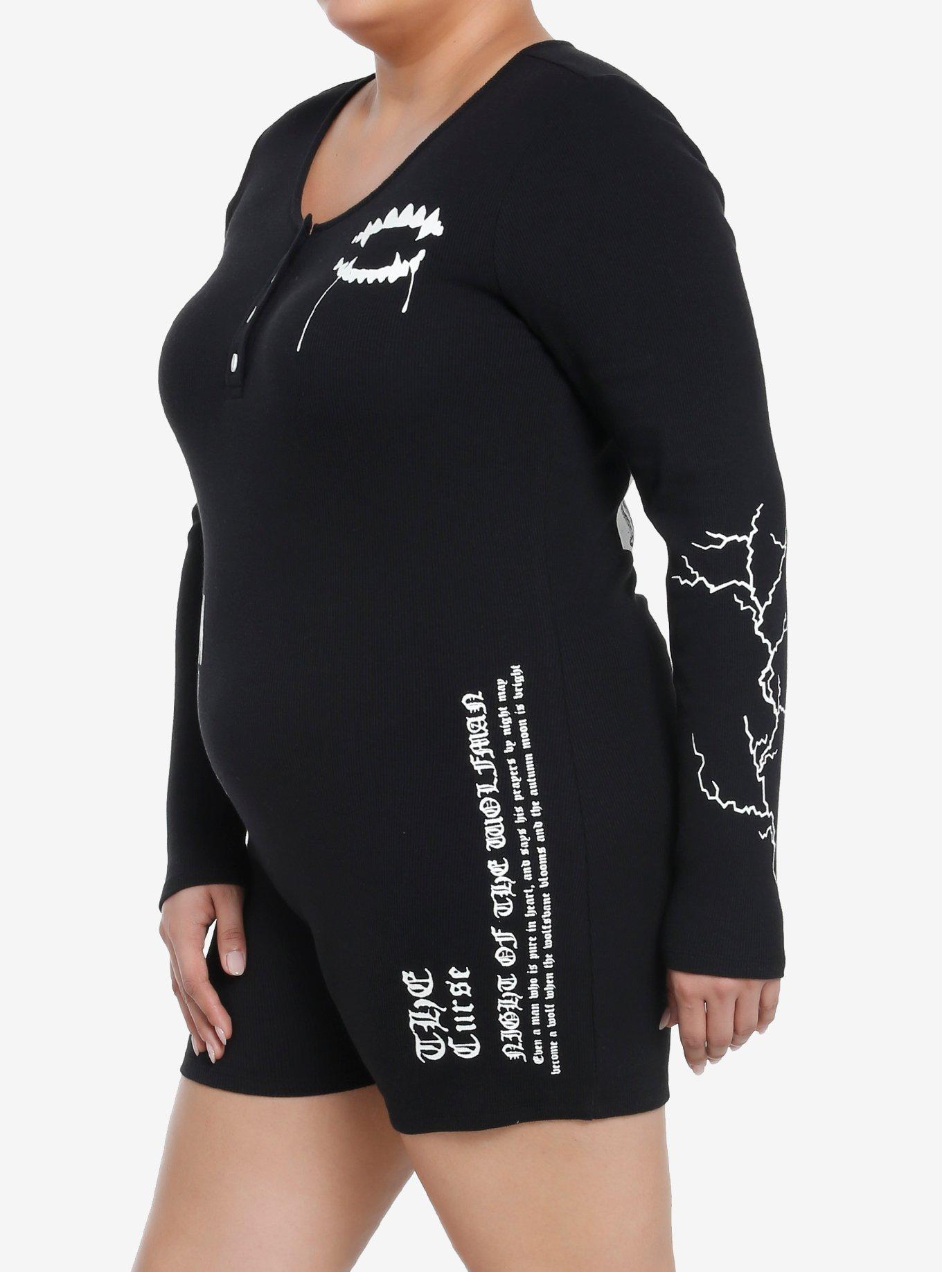 Universal Monsters Icons Long-Sleeve Romper Plus Size, BLACK, alternate