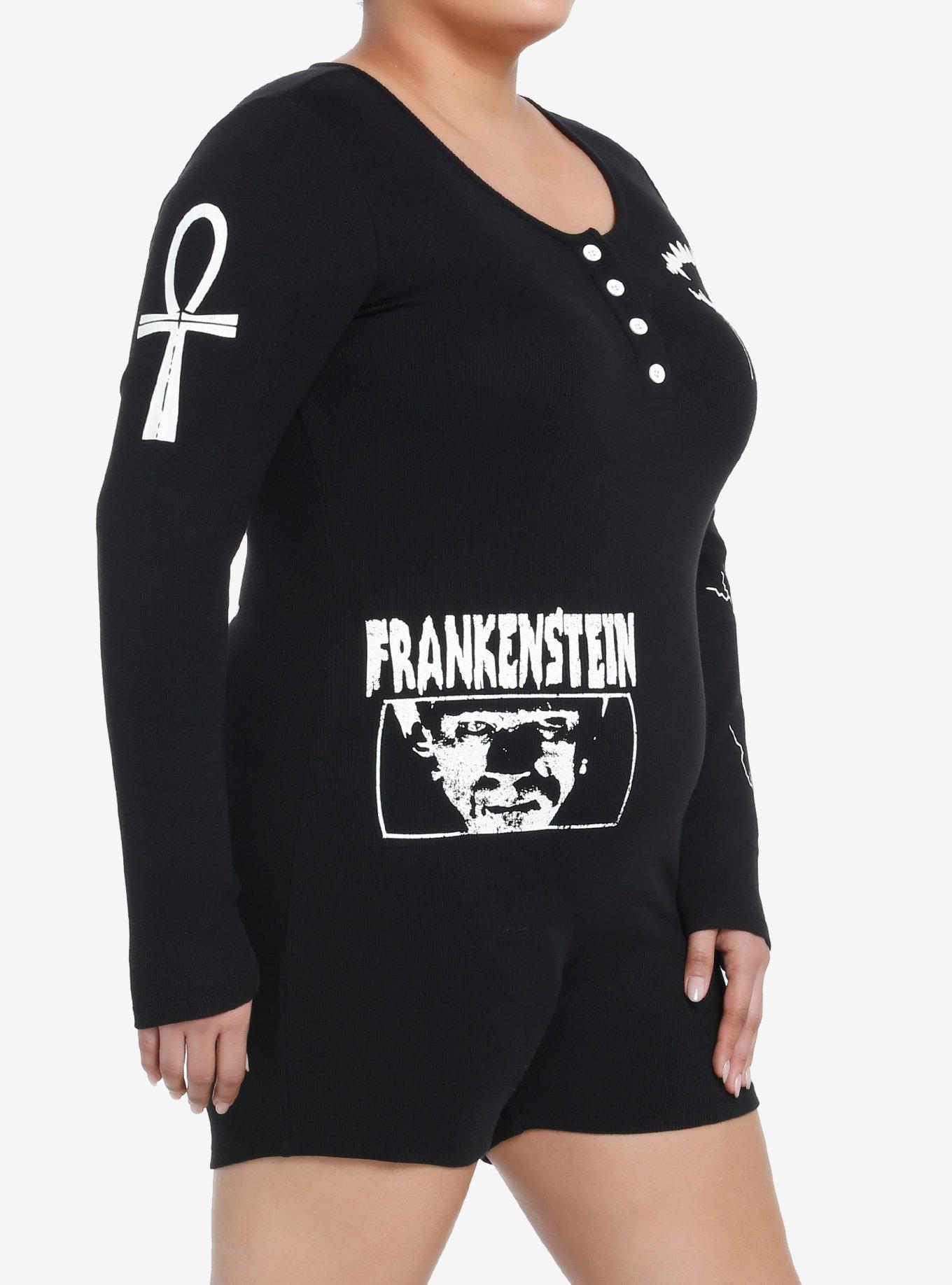 Universal Monsters Icons Long-Sleeve Romper Plus Size, BLACK, alternate