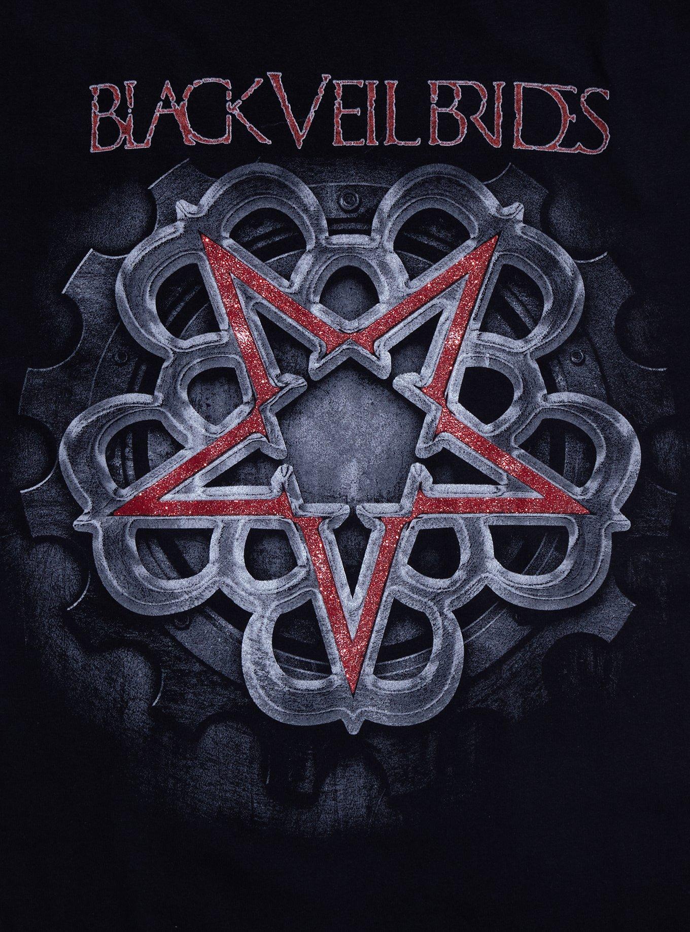 Black Veil Brides Glitter Star Boyfriend Fit Girls T-Shirt, BLACK, alternate