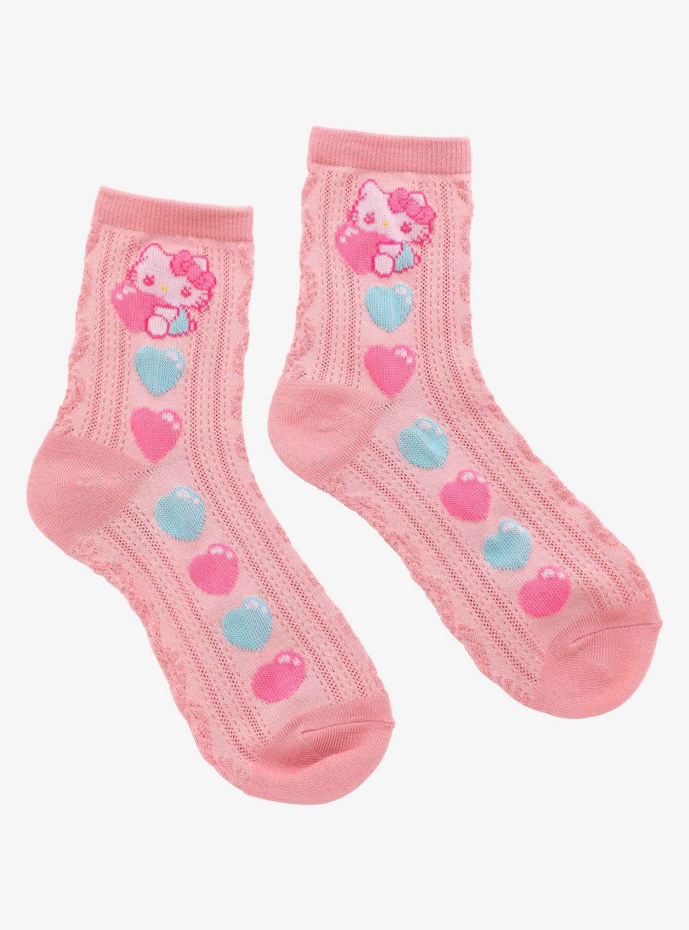 Sanrio Hello Kitty Emo Kyun Hearts Crew Socks - BoxLunch Exclusive, , hi-res