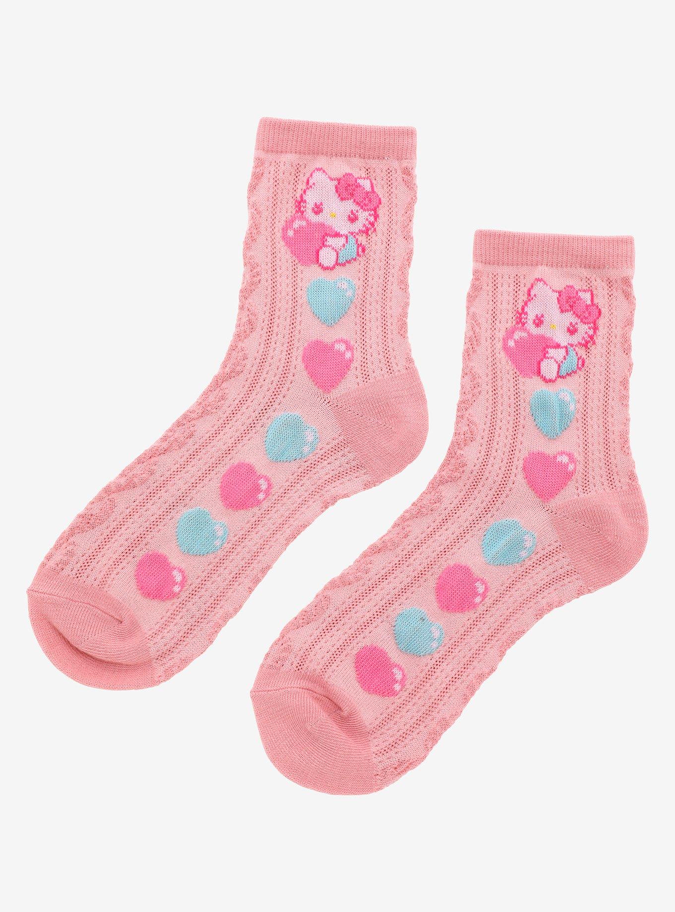 Sanrio Hello Kitty Emo Kyun Hearts Crew Socks - BoxLunch Exclusive, , alternate