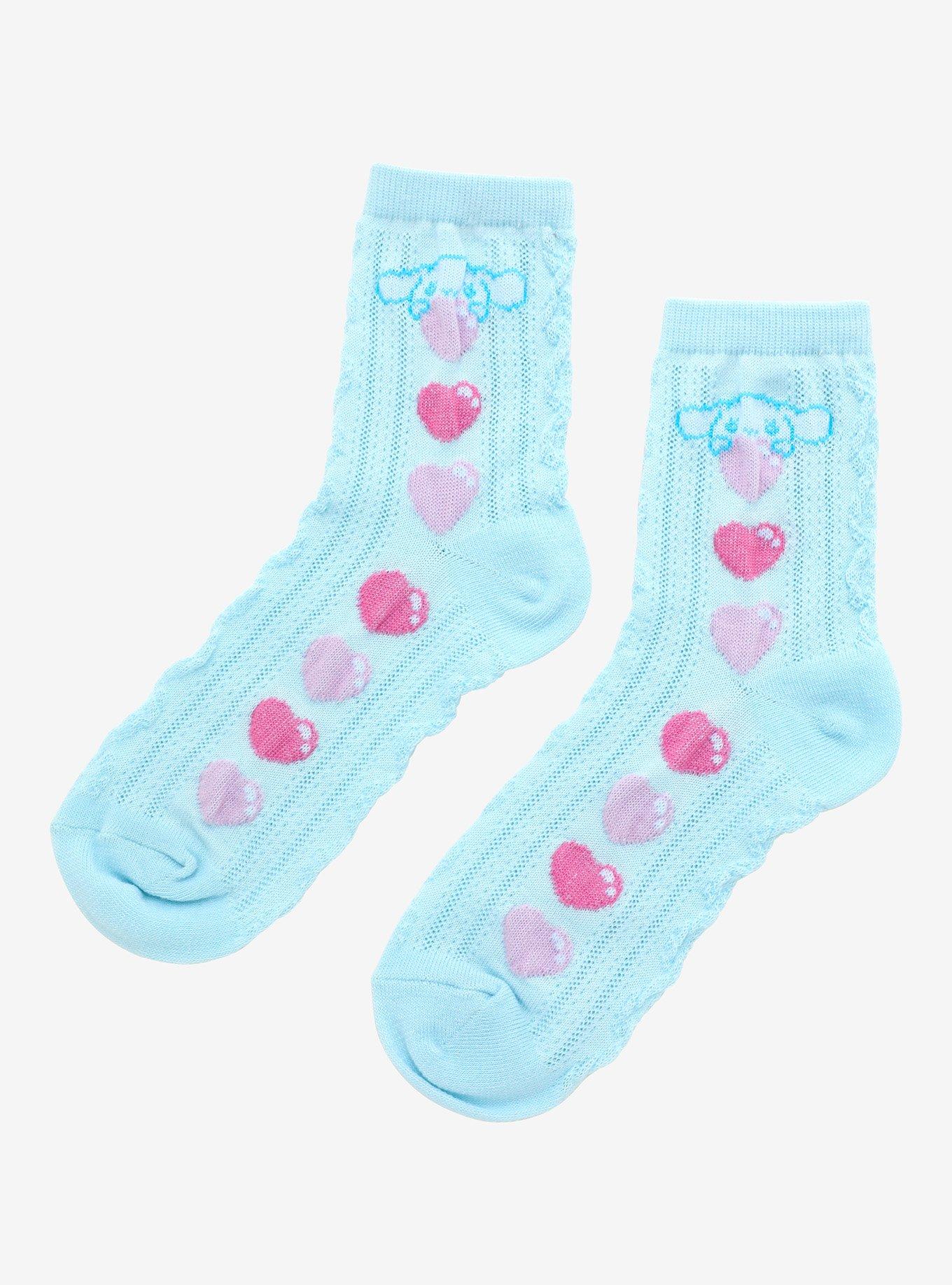 Sanrio Cinnamoroll Emo Kyun Hearts Crew Socks - BoxLunch Exclusive, , alternate