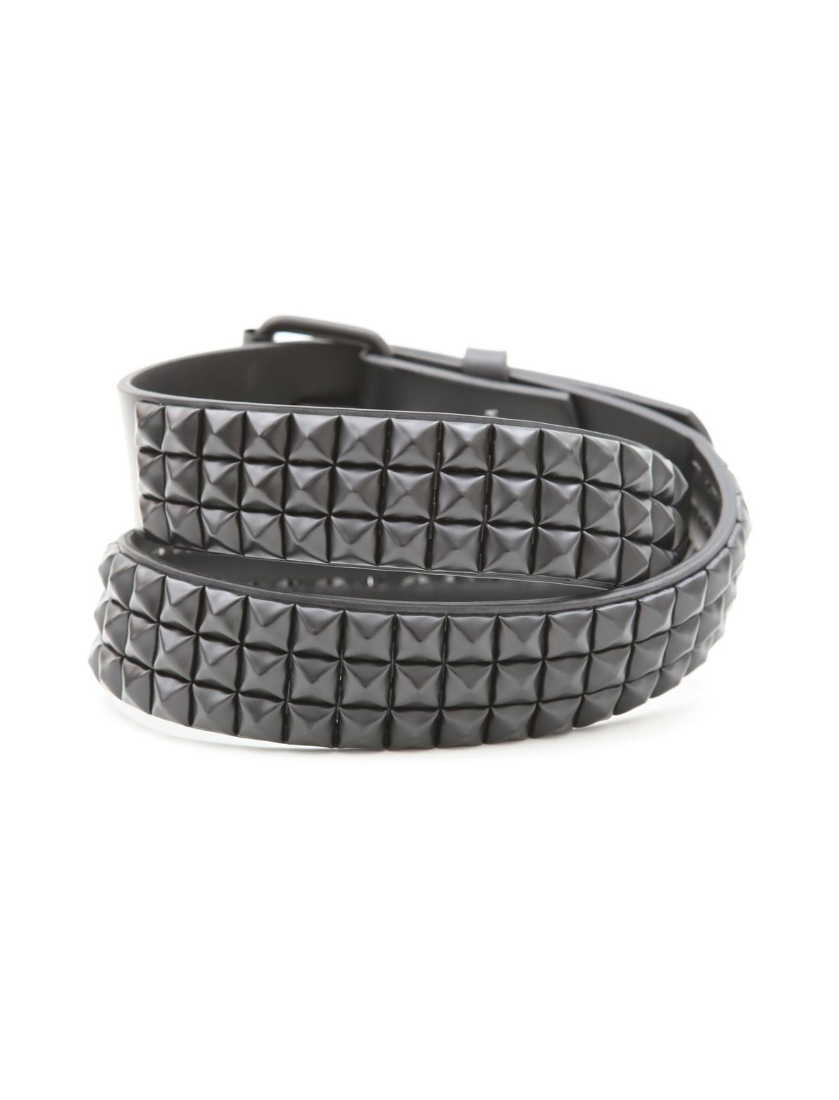 Double Black Pyramid Stud Belt, , hi-res