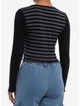 Social Collision® Black & Grey Stripe Star Girls Crop Long-Sleeve Top, GREY, alternate