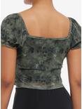 Thorn & Fable Olive Green Fairy Mesh Girls Crop Top, BLACK, alternate
