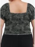 Thorn & Fable Olive Green Fairy Mesh Girls Crop Top Plus Size, BLACK, alternate