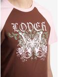 Sweet Society® Lover Butterfly Girls Raglan Crop T-Shirt, PINK, alternate