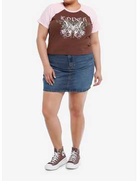 Sweet Society® Lover Butterfly Girls Raglan Crop T-Shirt Plus Size, , hi-res