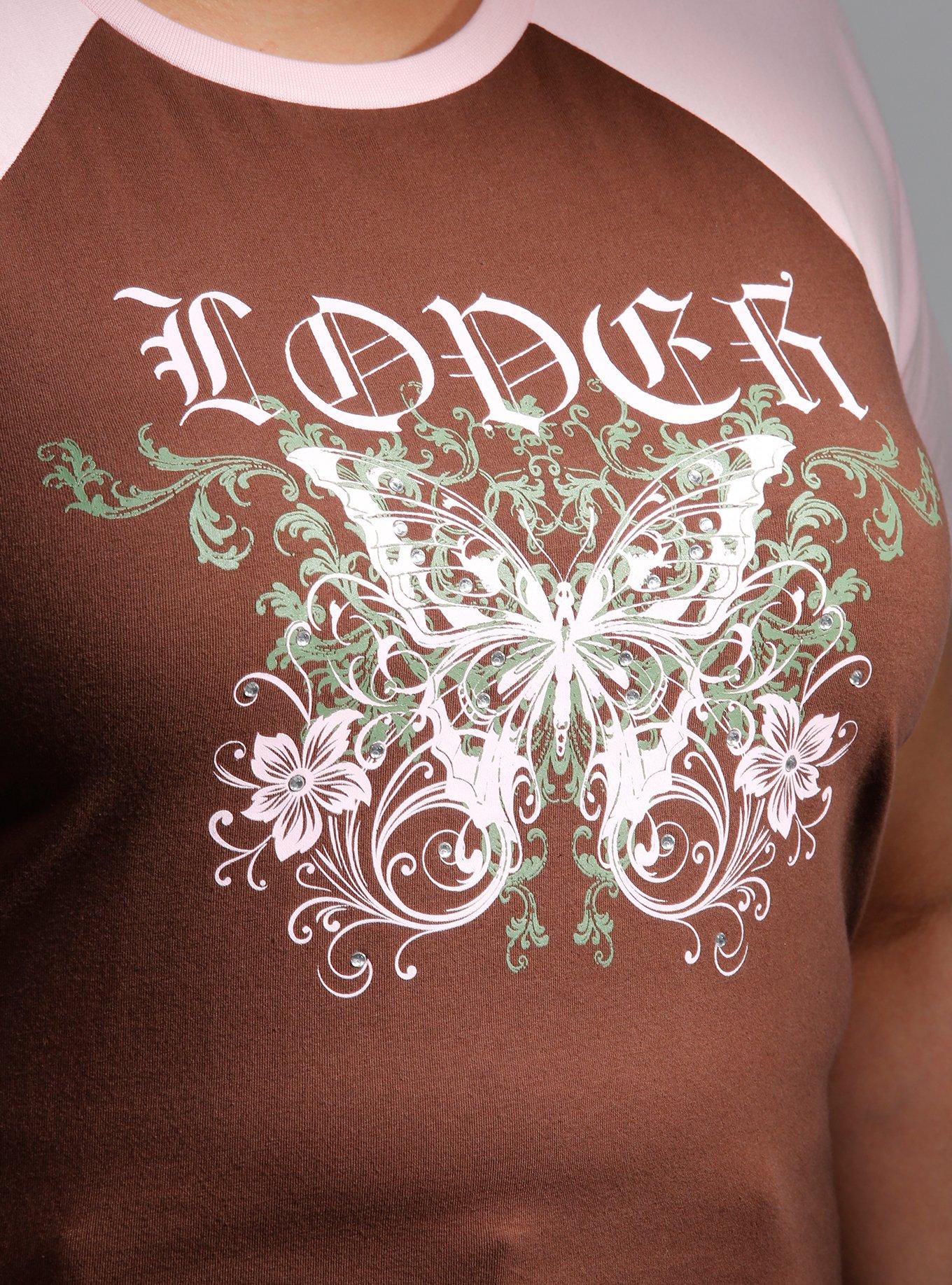 Sweet Society® Lover Butterfly Girls Raglan Crop T-Shirt Plus Size