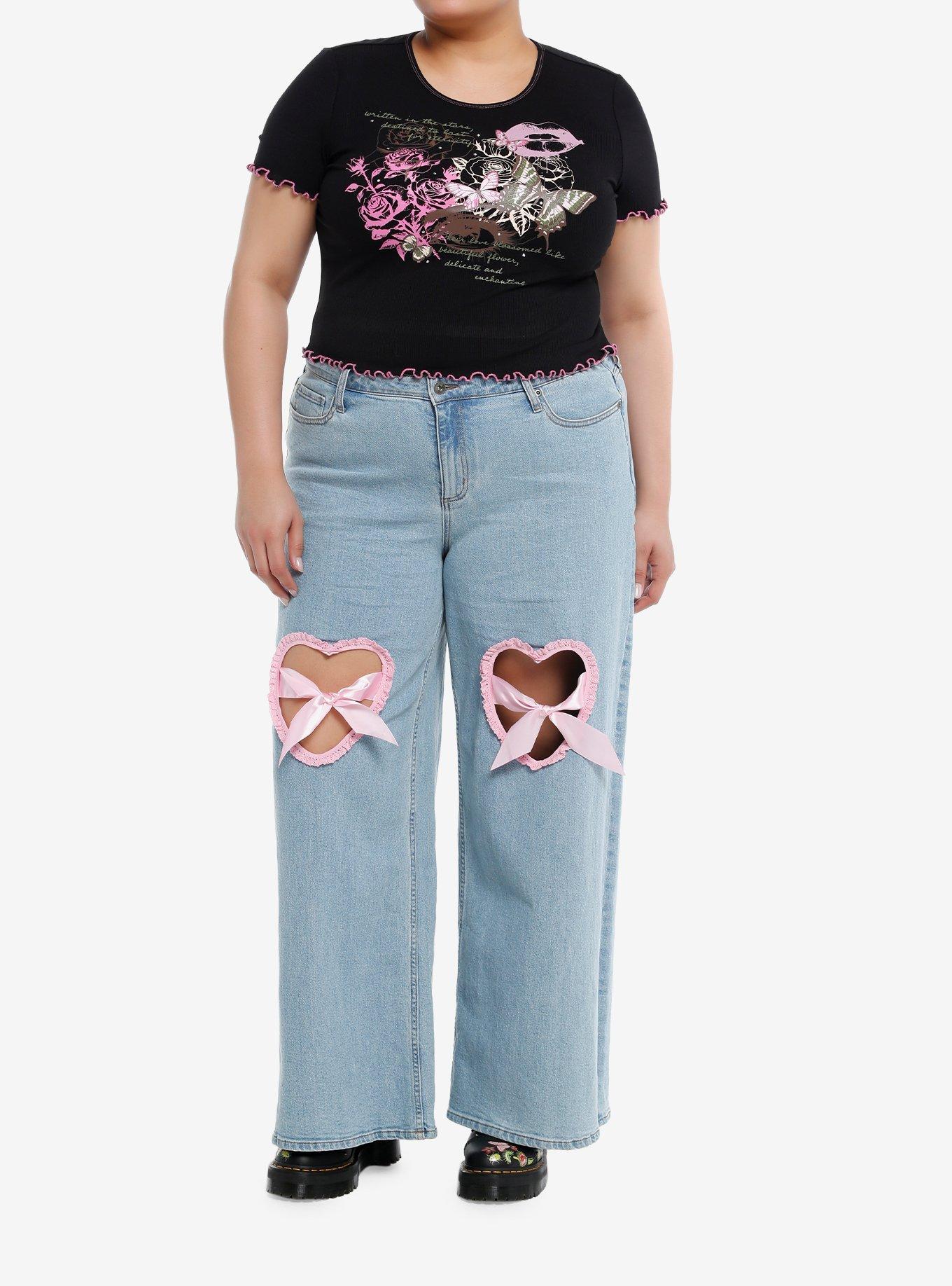 Sweet Society® Butterfly Grunge Girls Crop Top Plus Size, , hi-res