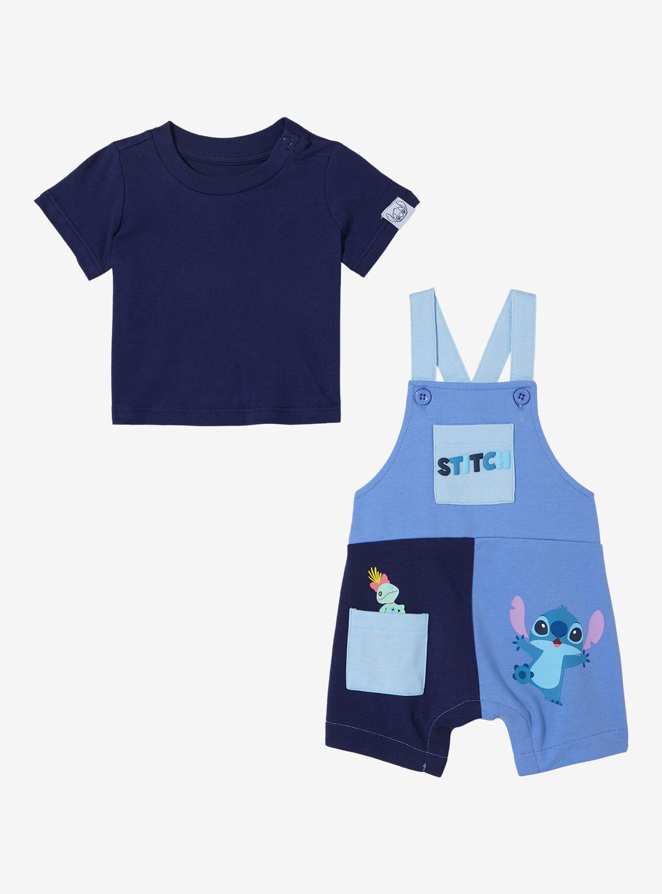 Disney Lilo & Stitch Color Block Infant T-Shirt and Overall Set — BoxLunch Exclusive, , hi-res