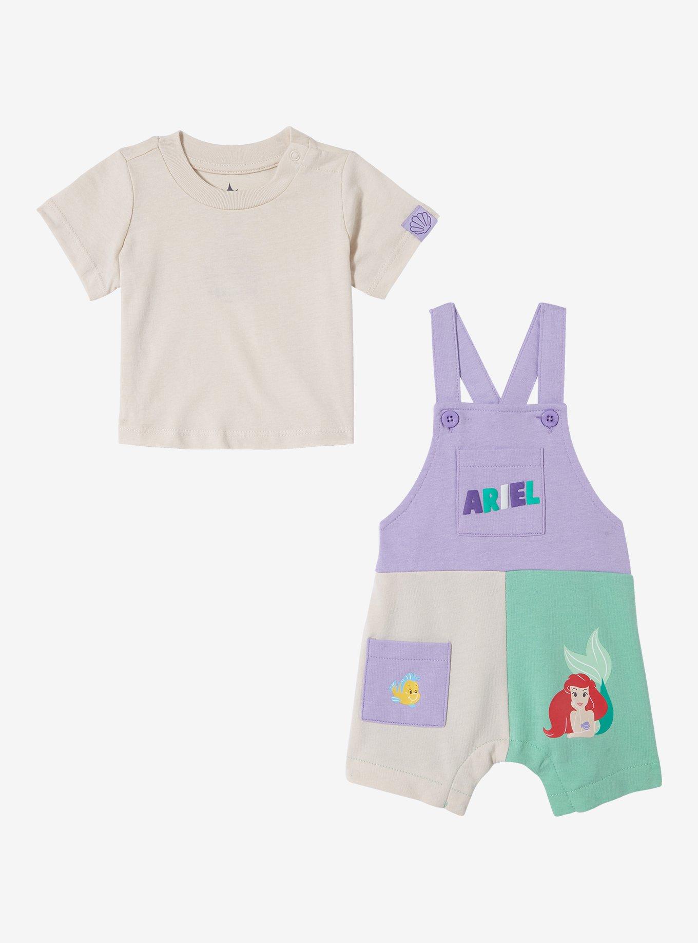 Disney The Little Mermaid Ariel Color Block Infant T-Shirt and Overall Set &mdash; BoxLunch Exclusive, MULTI, alternate