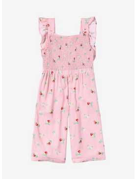 Sanrio Hello Kitty Floral Allover Print Ruffle Toddler Romper — BoxLunch Exclusive, , hi-res