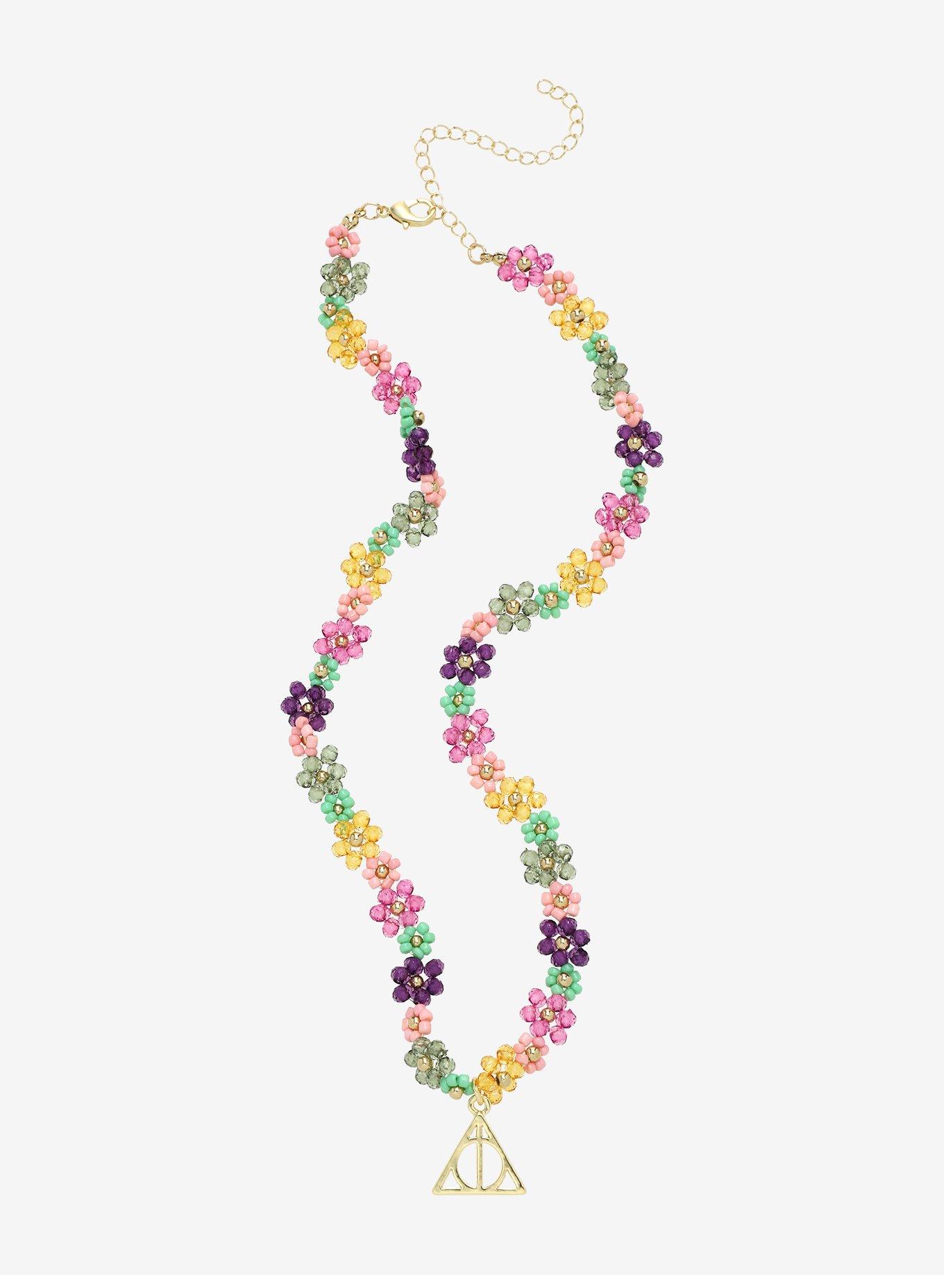 Harry Potter Deathly Hallows Beaded Flower Necklace - BoxLunch Exclusive, , alternate
