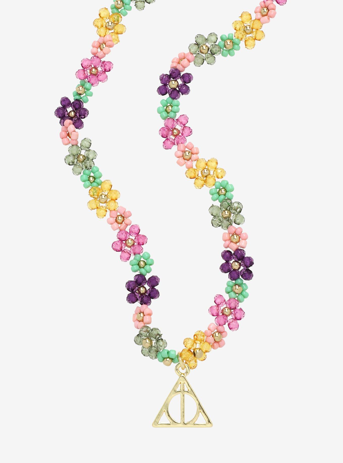 Harry Potter Deathly Hallows Beaded Flower Necklace - BoxLunch Exclusive, , alternate