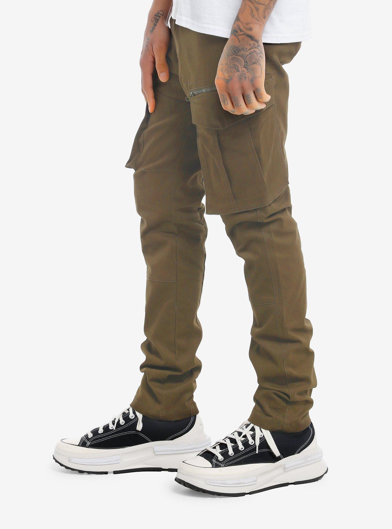 Olive Zipper Cargo Pants, OLIVE, alternate