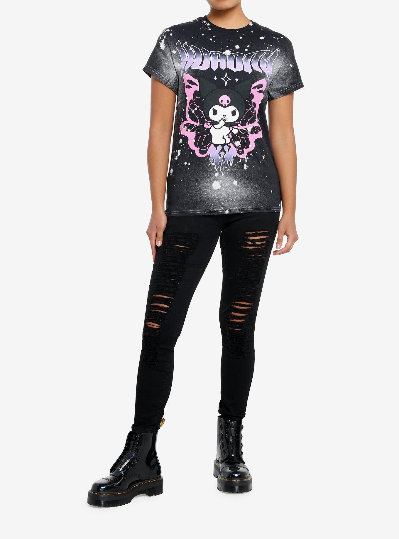 Kuromi Butterfly Flame Tie-Dye Boyfriend Fit Girls T-Shirt, , hi-res