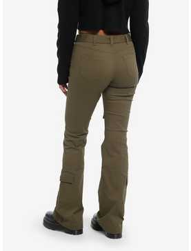 Social Collision Army Green Double Belt Cargo Pants, , hi-res