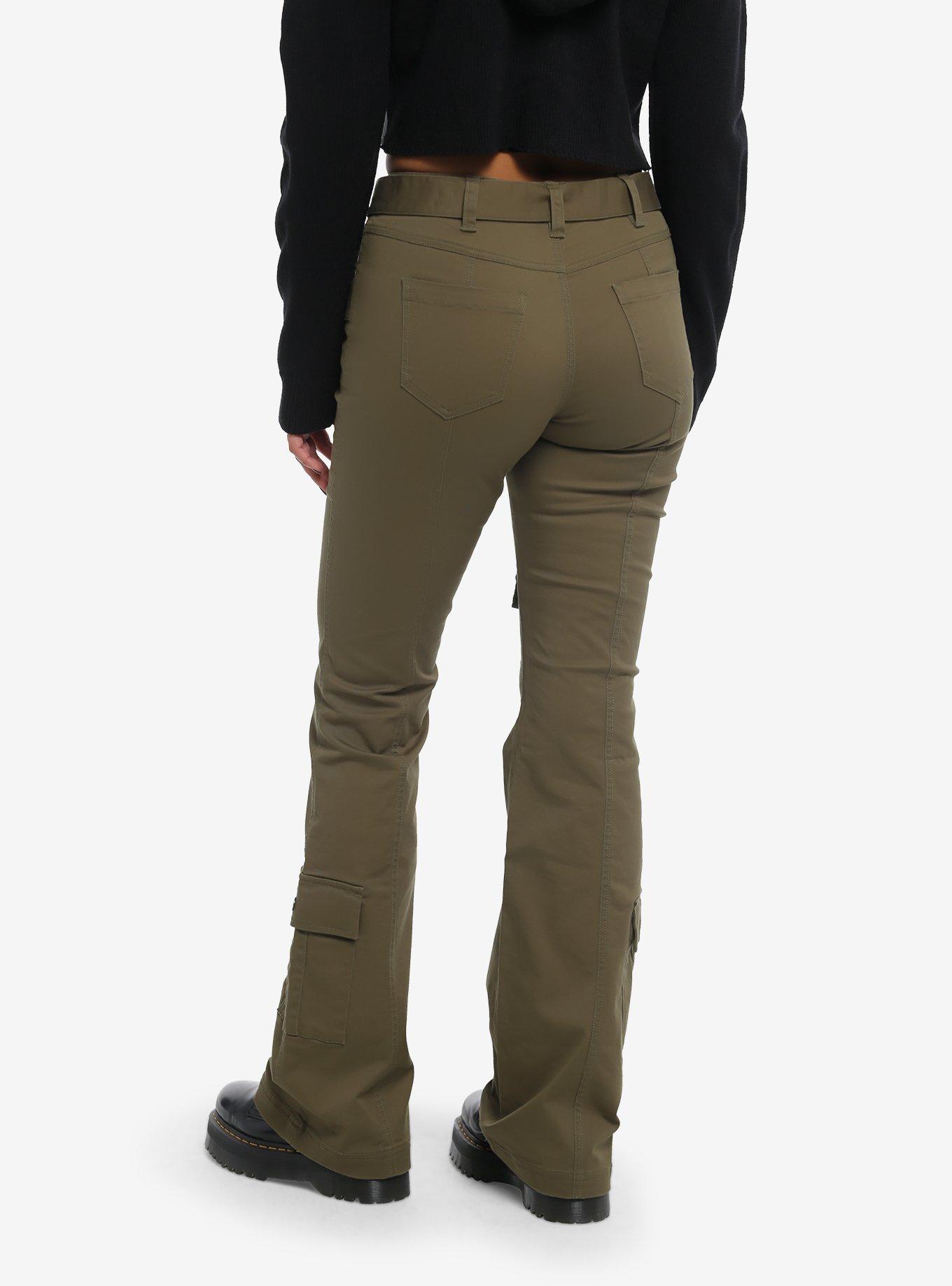 Army Green Double Belt Cargo Pants, GREEN, alternate