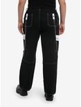 Black & White Grommet Chain Carpenter Pants Plus Size, , alternate