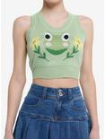 Thorn & Fable Frog Mushroom Flower Girls Crop Tank Top & Cardigan Set, GREEN, alternate