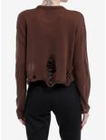 Social Collision® Brown Distressed Girls Crop Sweater, BROWN, alternate