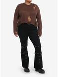Social Collision® Brown Distressed Girls Crop Sweater Plus Size, BROWN, alternate