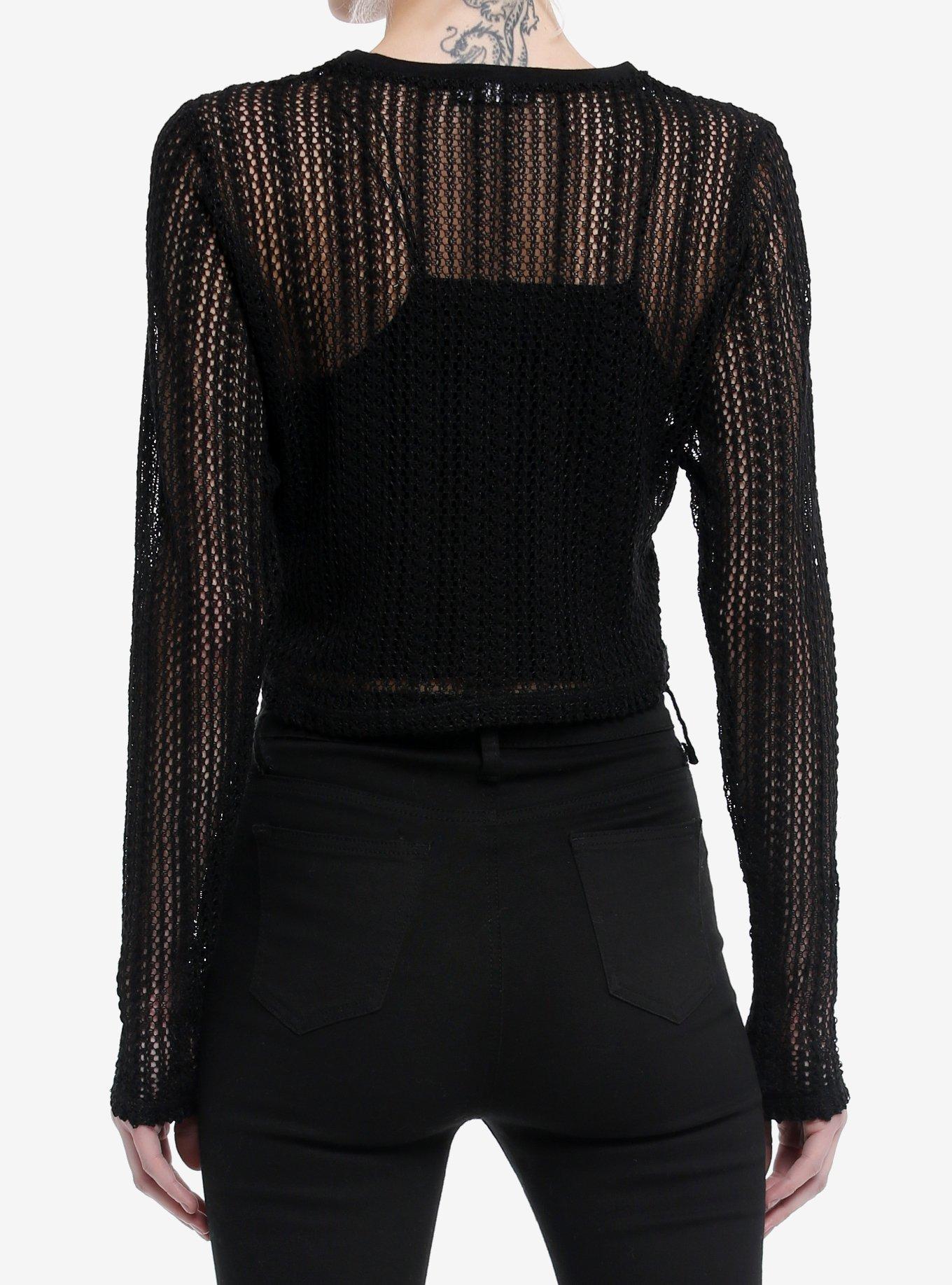 Cosmic Aura Black Girls Crop Knit Sweater, BLACK, alternate