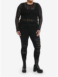 Cosmic Aura Black Girls Crop Knit Sweater Plus Size, BLACK, alternate