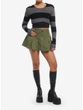 Social Collision® Black & Grey Stripe Girls Crop Knit Sweater, GREY, alternate