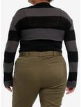 Social Collision® Black & Grey Stripe Girls Crop Knit Sweater Plus Size, GREY, alternate