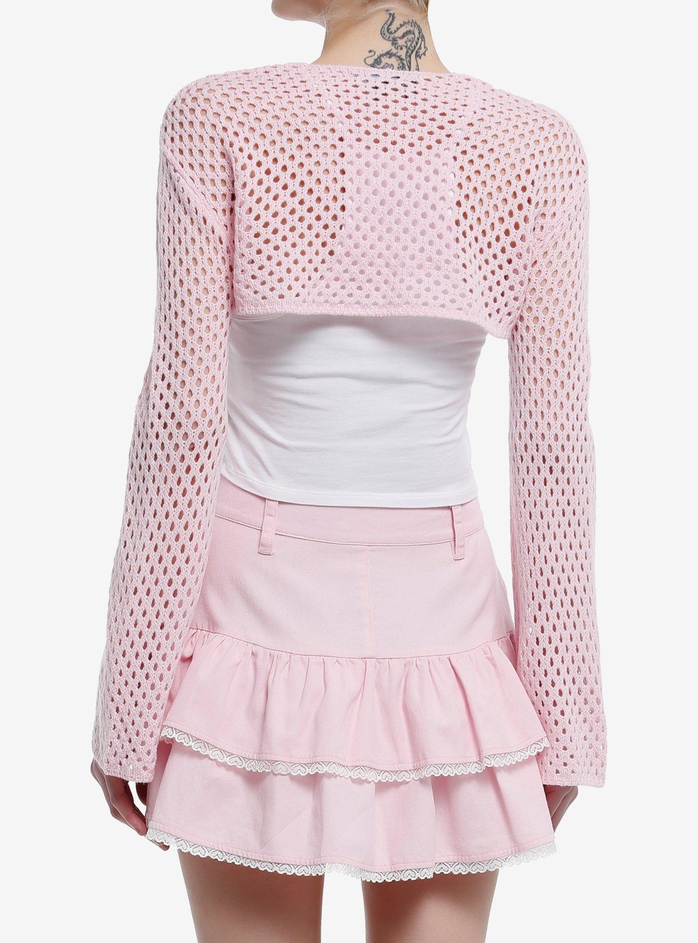 Sweet Society Pink Knit Bolero Girls Crop Shrug, PINK, alternate